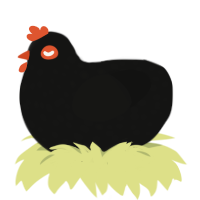 A black chicken with a speckle pattern