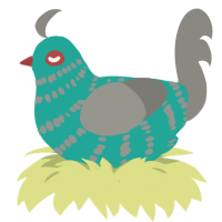 A turquoise and ash chicken with a bar pattern