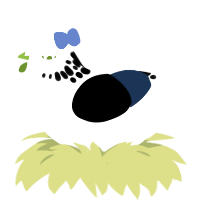 扉, a black and cream chicken with a neck-speckle pattern