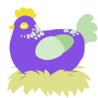 project, a blurple and gluppy chicken with a neck-speckle pattern