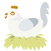 Im BROKE, a white and mist chicken with a neck-speckle pattern