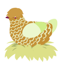 A gold and apple chicken with a lace pattern