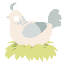 A cream and silver chicken with a neck-speckle pattern
