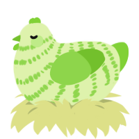 Turf, a apple and grass chicken with a bar pattern