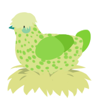 Sweet Blu-Green, a lemon and grass chicken with a speckle pattern