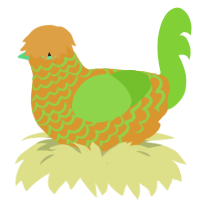 A orange and grass chicken with a lace pattern