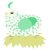 A white and spring chicken with a speckle pattern