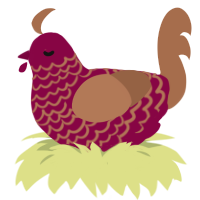 CherryPie, a maroon and brown chicken with a lace pattern