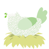 Cantaloupe, a white and gluppy chicken with a double-lace pattern