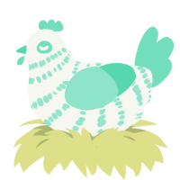 Spearmint, a white and mint chicken with a bar pattern