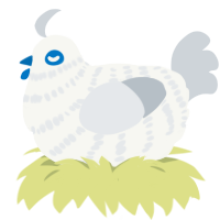 A white and mist chicken with a bar pattern