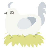 Herald, a white and mist chicken