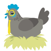 Dr Riot, a ash and grey chicken with a neck-speckle pattern