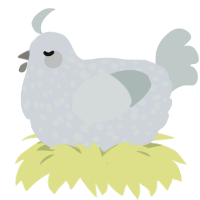 dust bunny, a mist and silver chicken with a speckle pattern