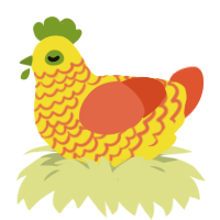 Lemon Drop, a yellow and vermilion chicken with a lace pattern