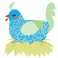 Pond Lily, a sky and gluppy chicken with a double-lace pattern