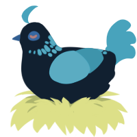 A tumblr and cerulean chicken with a neck-speckle pattern