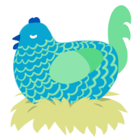 Poseidon, a cerulean and spring chicken with a lace pattern
