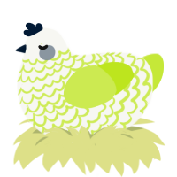 A white and lime chicken with a lace pattern