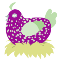 SweetBerry, a plum and gluppy chicken with a speckle pattern