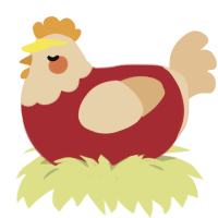 Engineer, a crimson and beige chicken with a head pattern