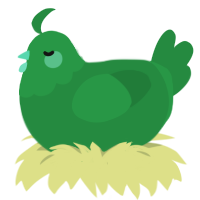 spearmint, a viridian chicken with a head pattern