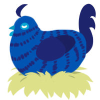 Strongest Soldier, a ultramarine and navy chicken with a bar pattern