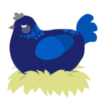 (unnamed), a navy and ultramarine chicken with a neck-speckle pattern