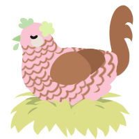 Gelato, a rose and brown chicken with a lace pattern