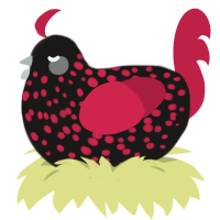 (unnamed), a sable and crimson chicken with a speckle pattern