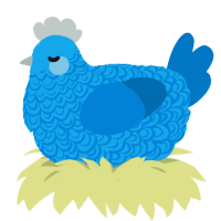 Eternity, a sky and sapphire chicken with a double-lace pattern
