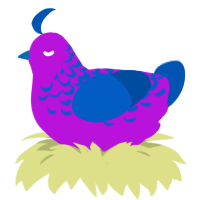 A amethyst and ultramarine chicken with a half-lace pattern