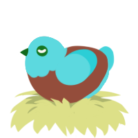 Bootleg Squidward, a russet and aqua chicken with a head pattern