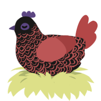 Tbn, a sable and red chicken with a double-lace pattern