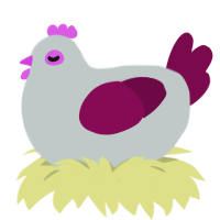 Autism Stare, a silver and wine chicken