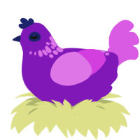 Kelvin, a violet and orchid chicken with a neck-speckle pattern