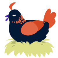 Hallowell, a tumblr and vermilion chicken with a neck-speckle pattern