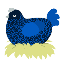Megabyte, a tumblr and ultramarine chicken with a double-lace pattern