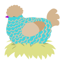(unnamed), a aqua and beige chicken with a lace pattern