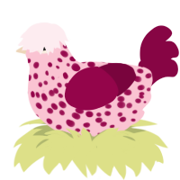 (unnamed), a rose and maroon chicken with a speckle pattern