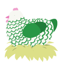 (unnamed), a white and viridian chicken with a lace pattern