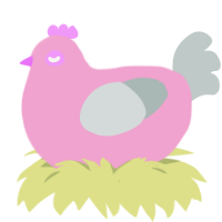A pink and silver chicken