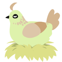 A apple and beige chicken with a neck-speckle pattern