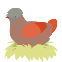 A ash and vermilion chicken with a double-lace pattern