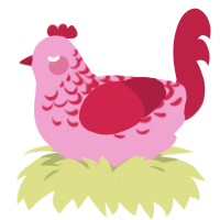 Strawberry, a pink and crimson chicken with a half-lace pattern