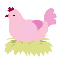 kirby, a rose and pink chicken with a lace pattern
