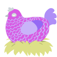 A orchid and lilac chicken with a lace pattern