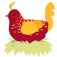 A maroon and gold chicken with a half-lace pattern