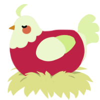 A crimson and apple chicken with a head pattern