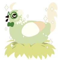 Glupping, a gluppy and cream chicken with a neck-speckle pattern